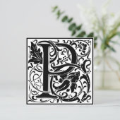 William Morris Floral Alphabet Monogram Letter P Kaart (Staand voorkant)
