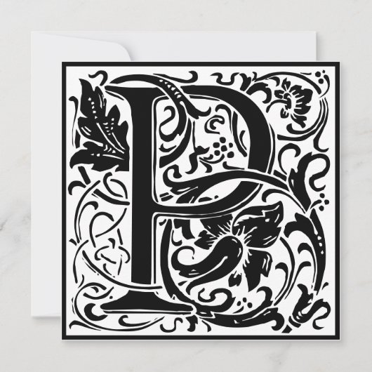 William Morris Floral Alphabet Monogram Letter P Kaart (Voorkant)