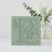 William Morris Floral Alphabet Monogram Letter P Kaart (Staand voorkant)