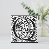 William Morris Floral Alphabet Monogram Letter Q Kaart (Staand voorkant)