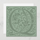 William Morris Floral Alphabet Monogram Letter Q Kaart (Voorkant / Achterkant)