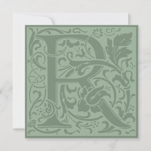 William Morris Floral Alphabet Monogram Letter R Kaart (Voorkant)