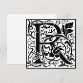 William Morris Floral Alphabet Monogram Letter R Kaart (Voorkant / Achterkant)