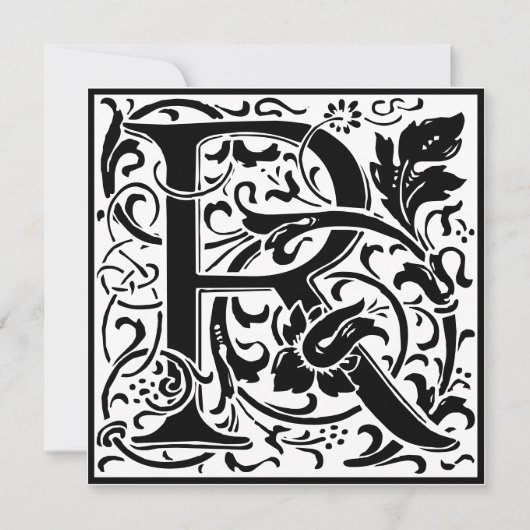 William Morris Floral Alphabet Monogram Letter R Kaart (Voorkant)