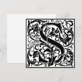 William Morris Floral Alphabet Monogram Letter S Kaart (Voorkant / Achterkant)
