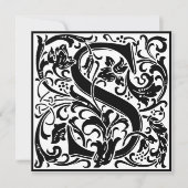 William Morris Floral Alphabet Monogram Letter S Kaart (Voorkant)