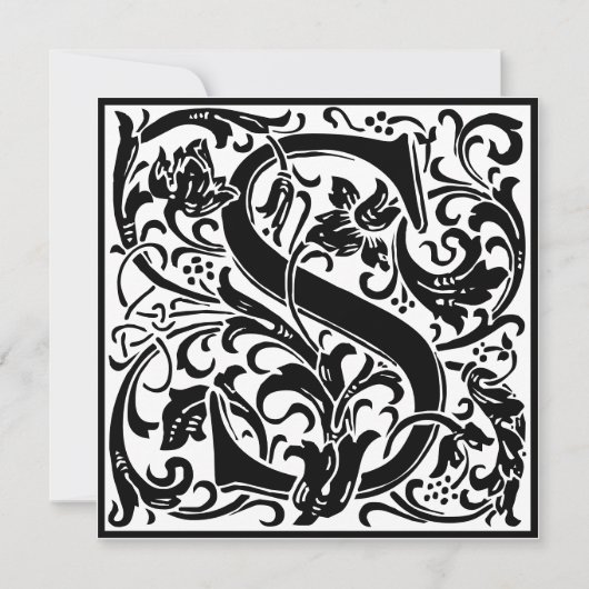 William Morris Floral Alphabet Monogram Letter S Kaart (Voorkant)