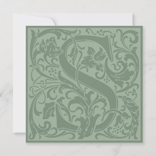 William Morris Floral Alphabet Monogram Letter S Kaart (Voorkant)