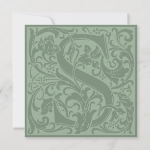 William Morris Floral Alphabet Monogram Letter S Kaart
