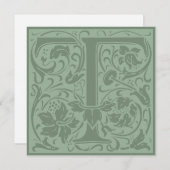 William Morris Floral Alphabet Monogram Letter T Kaart (Voorkant / Achterkant)