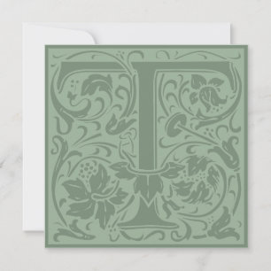 William Morris Floral Alphabet Monogram Letter T Kaart