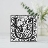 William Morris Floral Alphabet Monogram Letter U Kaart (Staand voorkant)