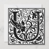 William Morris Floral Alphabet Monogram Letter U Kaart (Voorkant)