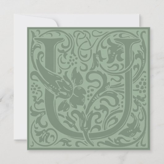 William Morris Floral Alphabet Monogram Letter U Kaart (Voorkant)