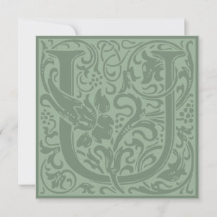 William Morris Floral Alphabet Monogram Letter U Kaart