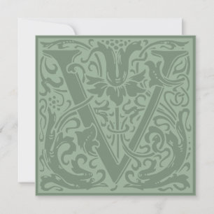 William Morris Floral Alphabet Monogram Letter V Kaart