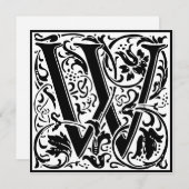 William Morris Floral Alphabet Monogram Letter W Kaart (Voorkant / Achterkant)