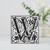 William Morris Floral Alphabet Monogram Letter W Kaart (Staand voorkant)