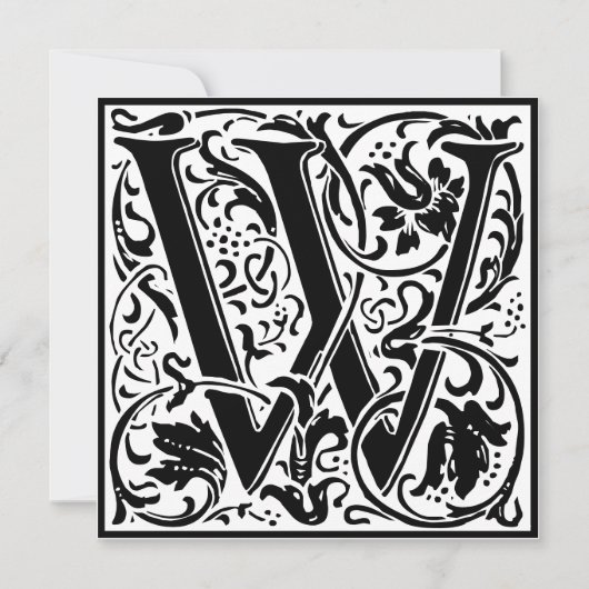 William Morris Floral Alphabet Monogram Letter W Kaart (Voorkant)