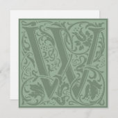 William Morris Floral Alphabet Monogram Letter W Kaart (Voorkant / Achterkant)