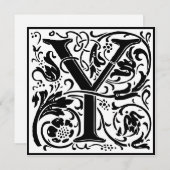 William Morris Floral Alphabet Monogram Letter Y Kaart (Voorkant / Achterkant)