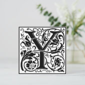 William Morris Floral Alphabet Monogram Letter Y Kaart (Staand voorkant)