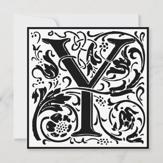 William Morris Floral Alphabet Monogram Letter Y Kaart (Voorkant)