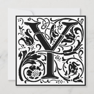 William Morris Floral Alphabet Monogram Letter Y Kaart