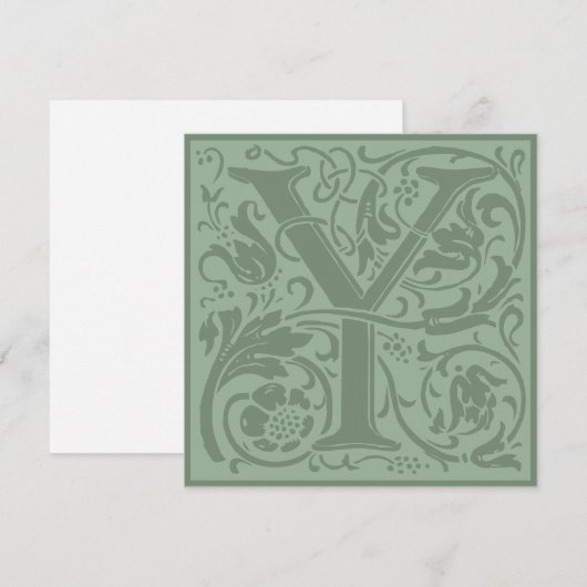 William Morris Floral Alphabet Monogram Letter Y Kaart (Voorkant / Achterkant)