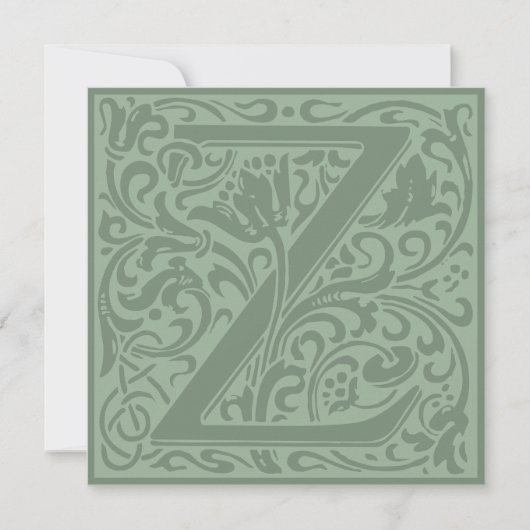 William Morris Floral Alphabet Monogram Letter Z Kaart (Voorkant)
