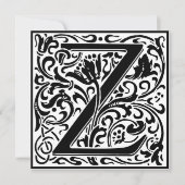 William Morris Floral Alphabet Monogram Letter Z Kaart (Voorkant)