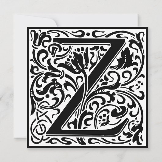William Morris Floral Alphabet Monogram Letter Z Kaart (Voorkant)