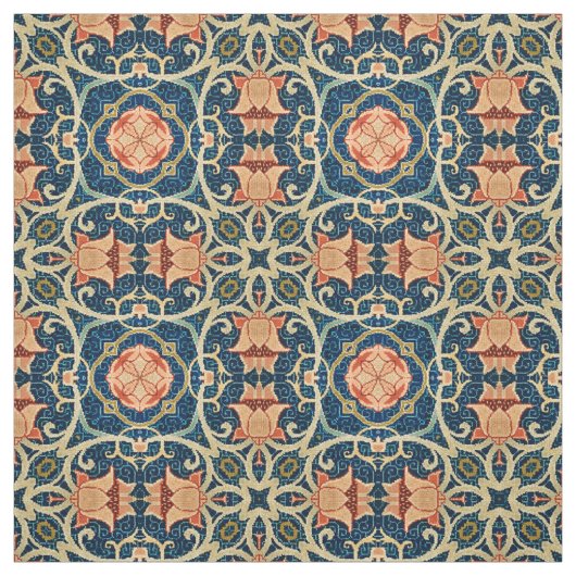 William Morris Floral Arabesque Geometric Pattern Stof (Swatch)