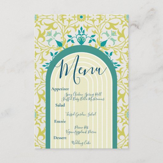 William Morris Floral Art Deco Art Nouveau Informatiekaartje (Voorkant)