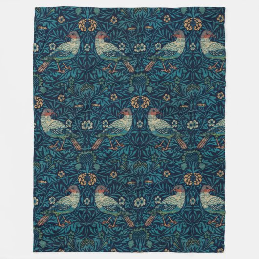 William Morris  Floral Bird Fleece Deken (Voorkant)