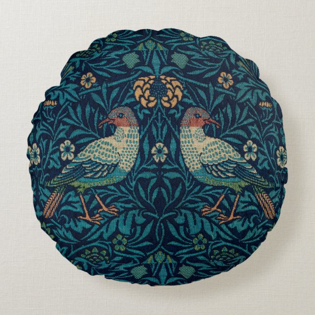 William Morris  Floral Bird Rond Kussen (Voorkant)