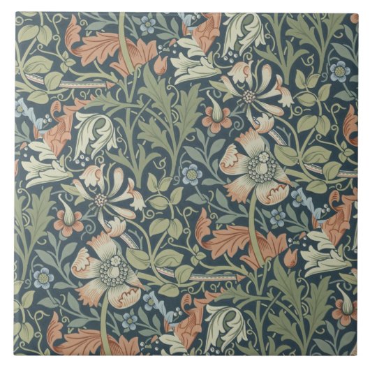 William Morris  Floral Blue Green Compton Tegeltje (Voorkant)