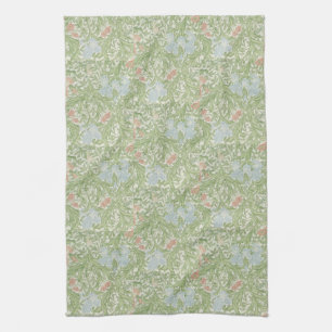 William Morris  Floral Blue Green Pink Iris Theedoek