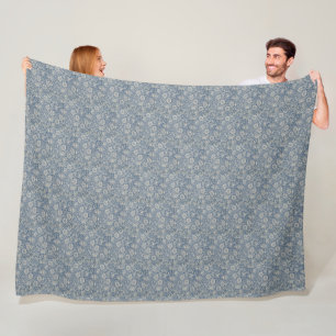 William Morris  Floral Blue Mallow Fleece Deken