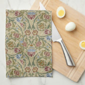 William Morris  Floral Blue Pink Brocade Theedoek (Quarter Fold)