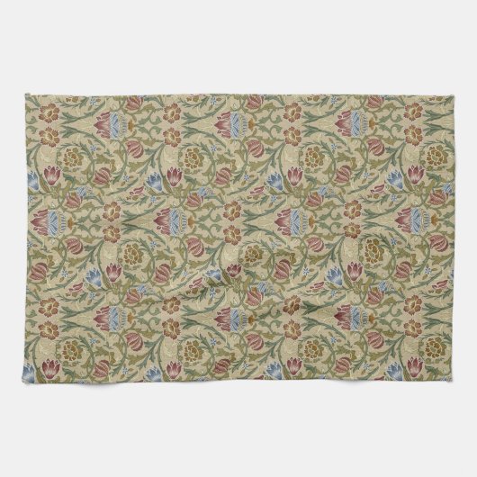 William Morris  Floral Blue Pink Brocade Theedoek (Horizontaal)