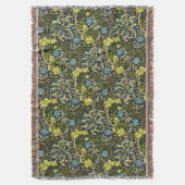 William Morris  Floral Blue Seaweed Deken (Voorkant Verticaal)