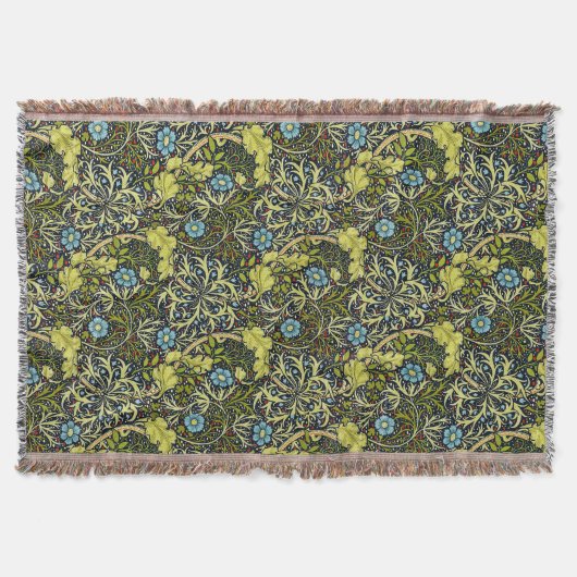 William Morris  Floral Blue Seaweed Deken (Voorkant)