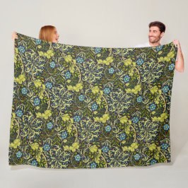 William Morris  Floral Blue Seaweed Fleece Deken