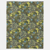 William Morris  Floral Blue Seaweed Fleece Deken (Voorkant)