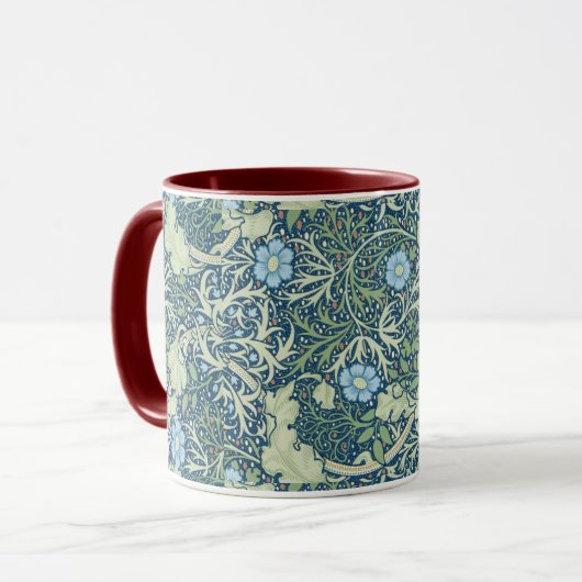 William Morris  Floral Blue Seaweed Mok (Voorkant links)