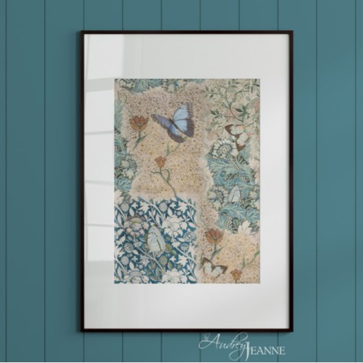 William Morris Floral Butterfly Garden Decoupage Tissuepapier