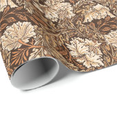 William Morris Floral, Chocolate Brown en Beige Cadeaupapier (Rol Hoek)