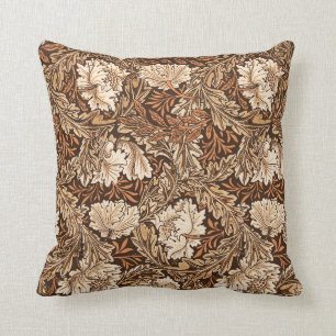 William Morris Floral, Chocolate Brown en Beige Kussen