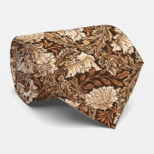 William Morris Floral, Chocolate Brown en Beige Stropdas (Opgerold)